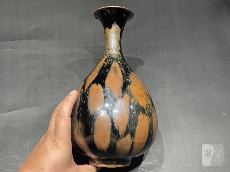 明 磁州窑鹧鸪斑黑釉玉壶春瓶 - 图5